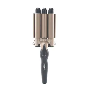 מגהץ מסלסל שיער אוטומטי עם שלוש חביות מקצועי עם תצוגת טמפרטורת LED כלים מקצועיים לעיצוב וסלסול שיער