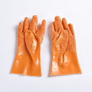 Gants de sécurité industriels imperméables anti-huile et anti-chimiques en PVC orange entièrement enduits de caoutchouc antidérapant de qualité 27 cm 30 cm 35 cm 40 cm - Product Image 6