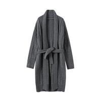 Cardigan en cachemire pur pour femme, manteau en tricot de cachemire, robe avec ceinture