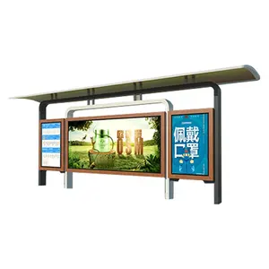 Publicidade Digital Abrigo Ônibus Grande e Aço Inoxidável Metal Smart Bus Stop Design