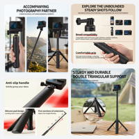 Perche à selfie 67 cm avec interface à 2 griffes pour GoPro Hero 13/12/11/10/9/8, connecteur universel à 2 mâchoires, trépied pour accessoires de caméra d'action