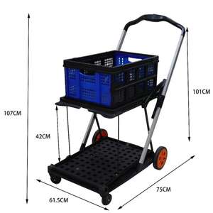 限定版ハンドカート運搬カート四輪折りたたみ式ショッピングカートトロリー（宿泊施設用） - Product Image 3