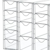 Boîte de rangement empilable de taille moyenne en PET transparent JX avec compartiments pour papeterie de bureau et organisateur de cosmétiques
