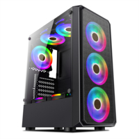 Boîtier PC Gaming en Gros, Châssis de Bureau ATX Mid-Tower Moderne avec Panneau Latéral en Verre Trempé, Prix Usine, Cabinet d'Ordinateur