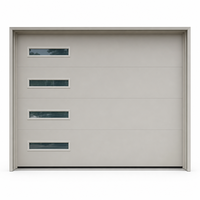 Porte de garage électrique à enroulement en aluminium gris clair avec quatre fenêtres étroites pour les projets d'entrée de villas, d'usines et d'ateliers