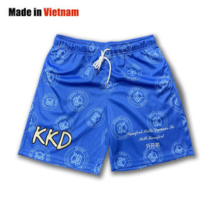 Pantalones cortos de gimnasio de entrenamiento de malla de sublimación personalizada para hombres, cintura media, decoración Vintage, tela de lona, método de tejido no tejido - Product Image 1