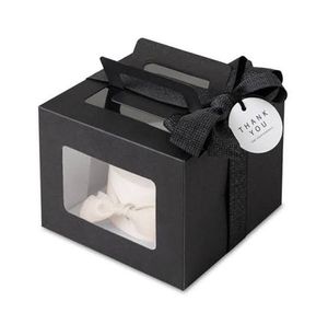 Op maat gemaakte recyclebare stevige taartverpakkingen met matte laminatie, hoog transparant venster en handgrepen - Product Image 1