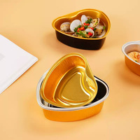 Barquette à gâteau mini en aluminium doré en forme de cœur de 100 ml (3,38 oz), moule en pulpe de qualité alimentaire, récipient à pain micro-ondable