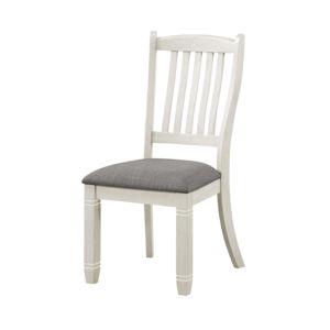DB chaises d'appoint de salle à manger blanc antique Style décontracté 2pc ensemble bois d'acajou et tissu rembourré pour meubles de salle à manger à la maison - Product Image 1