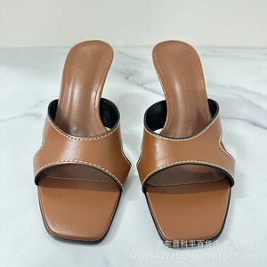 Nouvelles <span class=keywords><strong>sandales</strong></span> d'été montantes pour femme Z 2026 - Tendance mode, marron, avec coutures, bout carré, <span class=keywords><strong>talon</strong></span> haut, bout ouvert - Product Image 4