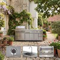 Ensemble de cuisine extérieure tout-en-un en acier inoxydable 304 avec barbecue haute puissance et évier pour les divertissements en plein air dans les patios et jardins américains