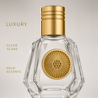Botol Parfum Kaca Kosong 50ml Botol Kaca Potongan Facet dengan Tutup Emas Kemasan Parfum Mewah Grosir