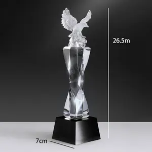 Pujiang factory cheap wholesale k9 blank clear crystal trophy custom logo engraved crystal bird trophy award