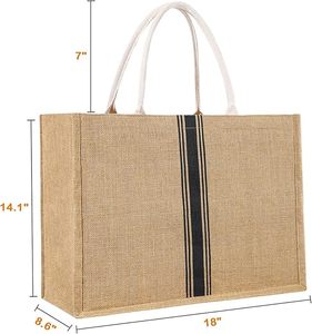 Bolsa de Mano Personalizada de Moda para Natación, Gimnasio, Compras, Viajes, Playa, Grande, Impermeable, para Mujer, con Rayas, de Yute - Product Image 2