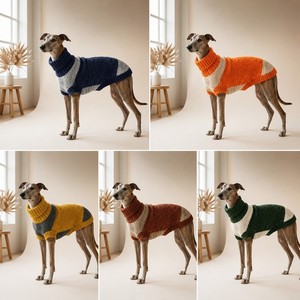 Suéter de Tricô Grosso com Gola Alta e Logo Personalizado para Cães, Premium, com Blocos de Cores, Macio, Alta Elasticidade, Ajuste Perfeito para Outono/Inverno, para Whippets e Outros Pets - Product Image 3