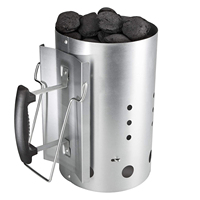 Allume-feu de barbecue robuste en acier inoxydable, allume-charbon de bois pour barbecue, résistant à la rouille, avec poignée et bouclier thermique