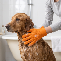 Gant de toilettage en silicone pour bain, massage et élimination des poils pour chats et chiens, portable, poils lâches