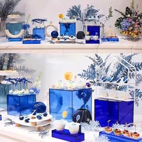 Présentoirs en acrylique blanc pour buffet, supports de présentation alimentaire, présentoirs à dessert emboîtables, boîtes de présentation en lucite pour mariage et fête