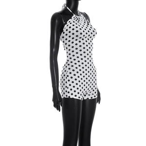 Viviblook D26RP080 Mono de Verano para Mujer, Sexy, sin Mangas, Nuevo, con Estampado de Puntos, Tirantes Halter, Espalda Descubierta, de una Pieza - Product Image 3