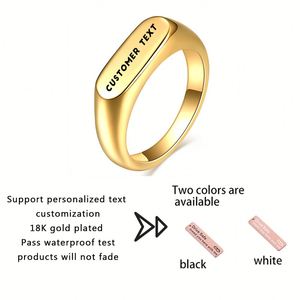 Personalized Initial Statement <b>Rings</b> Personlise Inoxydable Pvd 18K Gold Plated Jewellery Stainless Steel <b>Dome</b> <b>Ring</b> Non Tarnish - Product Image 2