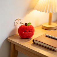 Porte-clés en peluche personnalisé Kawaii en forme de fruit, pomme rouge mignonne, pendentif de sac en peluche douce, vente en gros de jouets porte-clés en peluche personnalisés