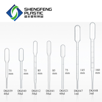 Échantillon gratuit 1ml 3ml Pipettes Pasteur jetables en plastique et pipettes de transfert à bulbe Shengfeng Plastic