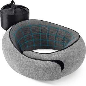 وسادة سفر محمولة على شكل حرف U مصنوعة من الفوم ذو الذاكرة، مريحة للرقبة، قابلة للتعديل، بلون رمادي صلب، متوفرة بالجملة وبتصميم حسب الطلب - Product Image 1