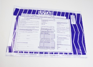 Sac de sécurité inviolable à rayures violettes, thermoscellable sur trois côtés, jetable, pour usage professionnel - Product Image 2