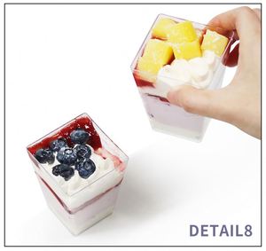 Offre Spéciale – Gobelet en plastique carré jetable à paroi simple pour crème glacée, gelée, pudding, mousse, dessert, transparent, 150 ml (5 oz), en PS, avec couvercle - Product Image 5