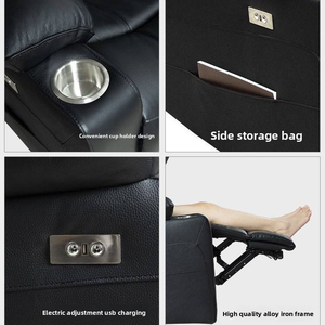 Poltrona Reclinabile Elettrica con <span class=keywords><strong>Massaggio</strong></span> e Riscaldamento, Sedia Singola in Ecopelle per Soggiorno e Home Theater - Product Image 5