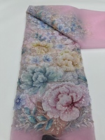Tissu en dentelle florale brodée verte, doux et élégant, de luxe, pour robes de mariée