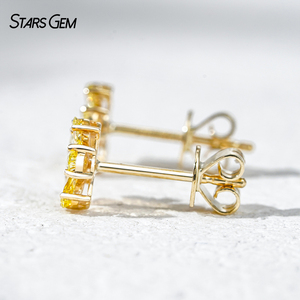 Boucles d'oreilles en diamant de laboratoire, or jaune 10K, taille poire, 0,4 carats au total, couleur jaune, clarté VS, diamant de laboratoire cultivé, boucles d'oreilles à clous - Product Image 6