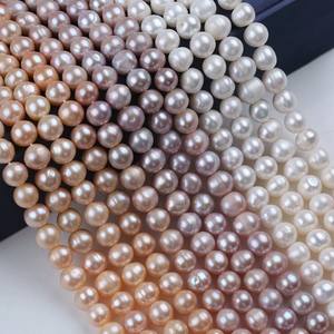 Perles d'eau douce plates blanches de 9-10 mm, perles naturelles, accessoires de bijoux faits à la main, vente en gros de Zhuji, perles en vrac - Product Image 1