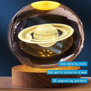 Lampe boule de cristal 3D en forme de lune à luminosité réglable, alimentée par USB, pour la décoration de la maison - Product Image 6