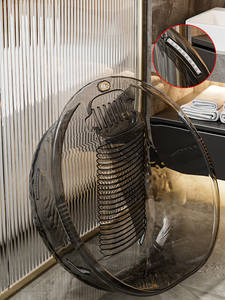 Ckiki <span class=keywords><strong>Bac</strong></span> à linge mural ovale moderne <span class=keywords><strong>en</strong></span> plastique avec planche à récurer, grande capacité 46 cm - Product Image 3