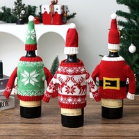 Housse de bouteille de vin tricotée créative de style euro-américain pour Noël, idéale pour la décoration de table festive des restaurants