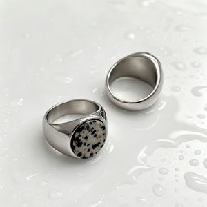 yunnique Fashion <b>Rings</b> <b>Titanium</b> Steel Inlaid Polka Dot Stone Unisex Jewelry Gift <b>Ring</b> Geometric Design Bezel Setting XYR0166 - Product Image 2