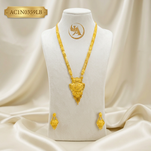 Conjunto de Joyería Nupcial Africana de Lujo, Chapado en Oro Rosa de 24K, Collar Largo con Colgante y Aretes, Joyería de Boda Nigeriana para Mujer - Product Image 1