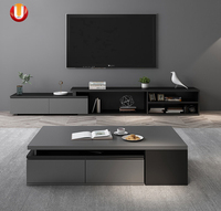 Meuble TV de luxe moderne pour salon, ensemble meuble TV et table basse avec tiroirs de rangement, vente chaude à Foshan