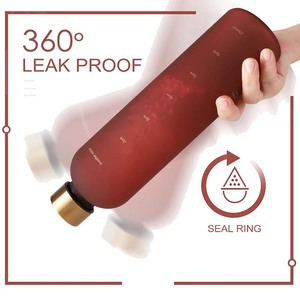 Botella de Agua Deportiva Motivacional, Libre de BPA, para Beber Directamente al Aire Libre, de Plástico Esmerilado con Escala de Tiempo, 1000 ml de Gran Capacidad - Product Image 4