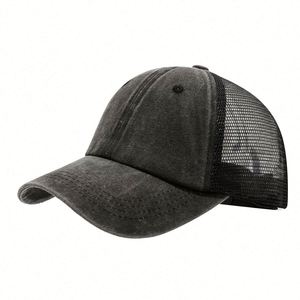 หมวกเบสบอลทรงวินเทจปี 2025 แบบตาข่าย ระบายอากาศได้ดี ปักโลโก้  หมวกตาข่ายแบบทรัคเกอร์ - Product Image 4