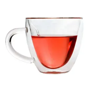 Tasse à café en verre Transparent en forme de cœur, Double paroi, résistante, pour le thé et la bière, cadeau idéal, 1 pièce