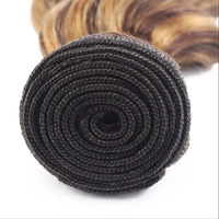 Extensions de Cheveux Humains Ombrés Brésiliens Remy, Ondulés Corps Couleur Piano Mèche P4/27, Tissage Double