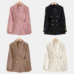 D1201me15 Trên Bán Thanh Lịch Trang Phục Chính Thức Vàng Nút Dài Tay Áo Đôi Ngực Phụ Nữ Blazer Sehe Thời Trang - Product Image 2