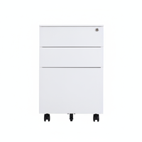 Classeur mobile blanc à 3 tiroirs avec roulettes pour le rangement du bureau à domicile