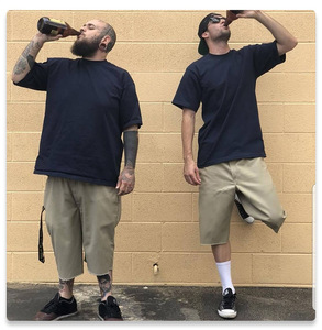 MT2339 Streetwear Hip Hop Styles 230g 100% cotone <span class=keywords><strong>maglietta</strong></span> a collo stretto con spalla scesa <span class=keywords><strong>maglietta</strong></span> <span class=keywords><strong>bianca</strong></span> nera - Product Image 4