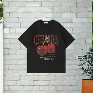 เสื้อยืดพิมพ์ลายเชอร์รี่สีพื้นแบบยูนิเซ็กซ์ ปี 2025 ทรงปกติ ผ้าโพลีเอสเตอร์/คอตตอนสีดำสั่งทำพิเศษ เสื้อยืดแขนสั้นสำหรับฤดูร้อน สไตล์ทางการ - Product Image 3