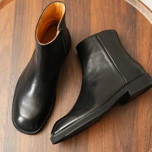 Nouvelles Bottes Montantes en Cuir Véritable pour Hommes, Collection Automne/Hiver 2026, Confortables, à Semelle Épaisse et Rehaussée - Product Image 1