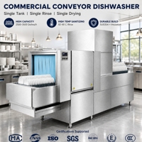 Lave-vaisselle automatisé avancé à air chaud bidirectionnel, à convoyeur, avec corps isolé à trois couches, pour restaurants gouvernementaux, hôtels et cantines