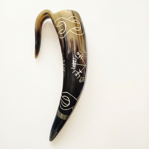 Corne à boire nautique Viking en agate véritable, motif animal, avec support en cuir, polie, sans danger pour les aliments, artisanat naturel, pour la maison et les mariages GM - Product Image 1